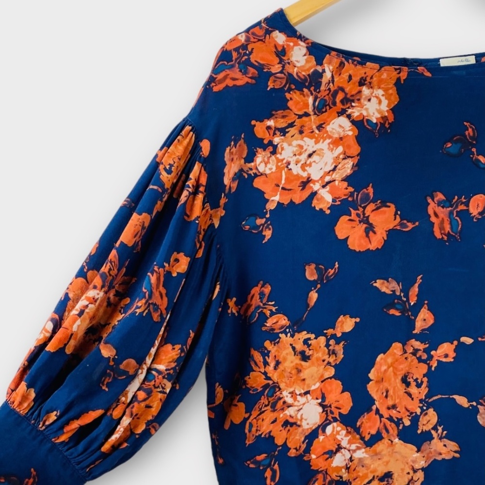 Anthropologie Odille Night Phlox Silk Blouse 4 Size Small Floral